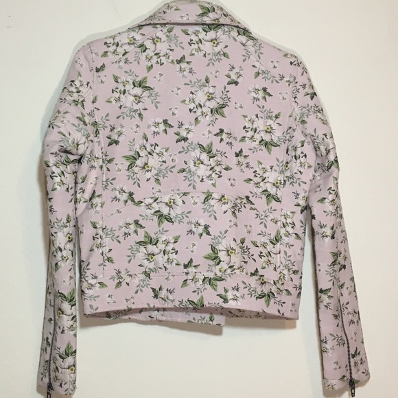 Light Pink Floral Knit Moto Style Jacket S - Picture 8 of 8